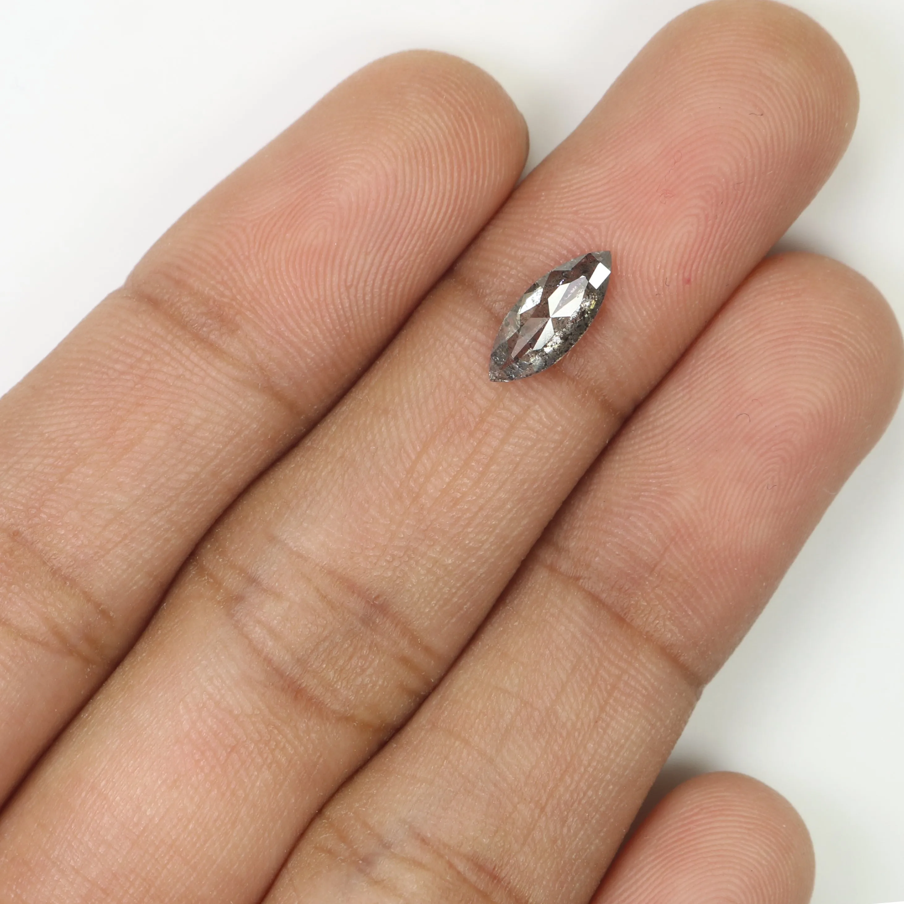 0.73 CT Natural Loose Marquise Shape Diamond Salt And Pepper Marquise Rose Cut Diamond 9.90 MM Black Grey Color Marquise Cut Dia