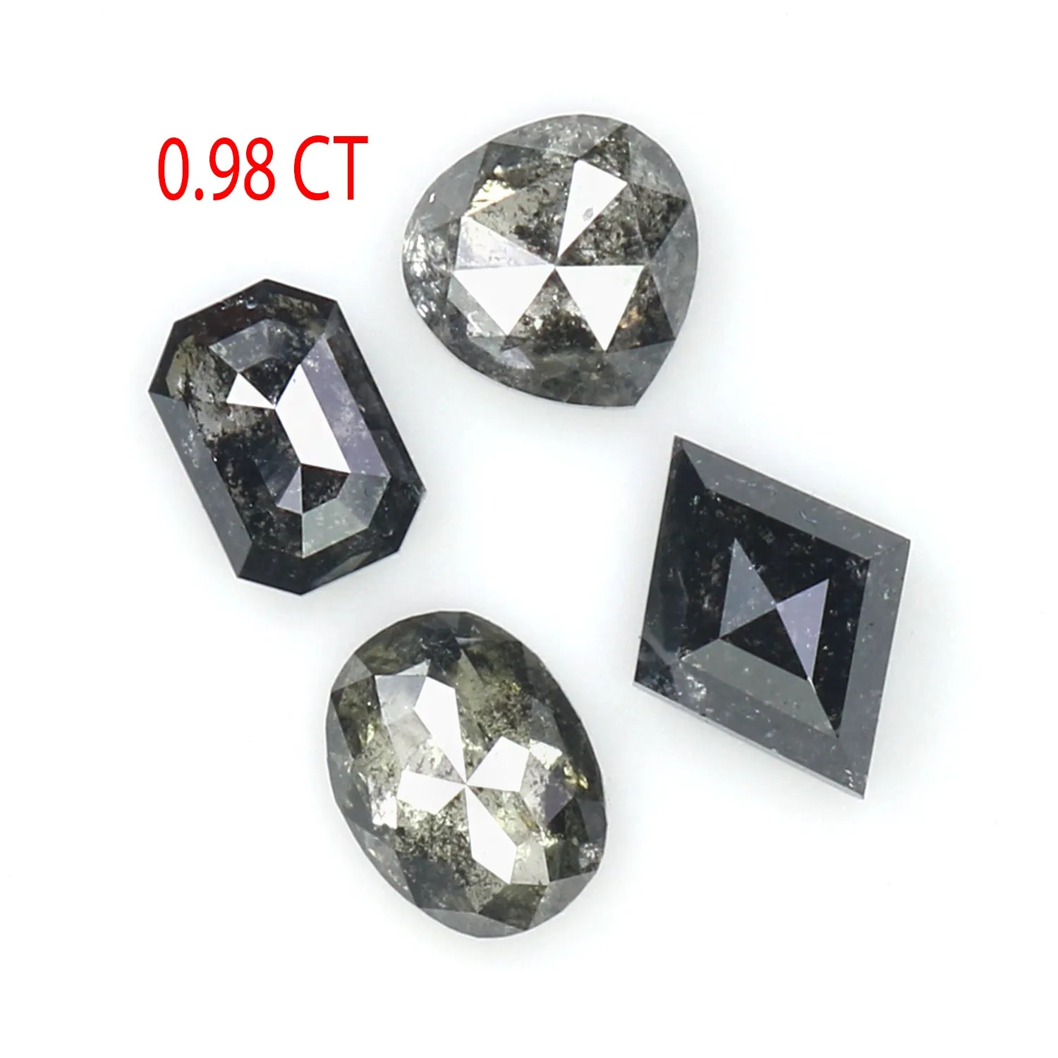 0.98 CT Natural Loose Mix Shape Diamond Salt And Pepper Mix Shape Diamond 4.00 MM Black Grey Color Mix Shape Shape Rose Cut Diam