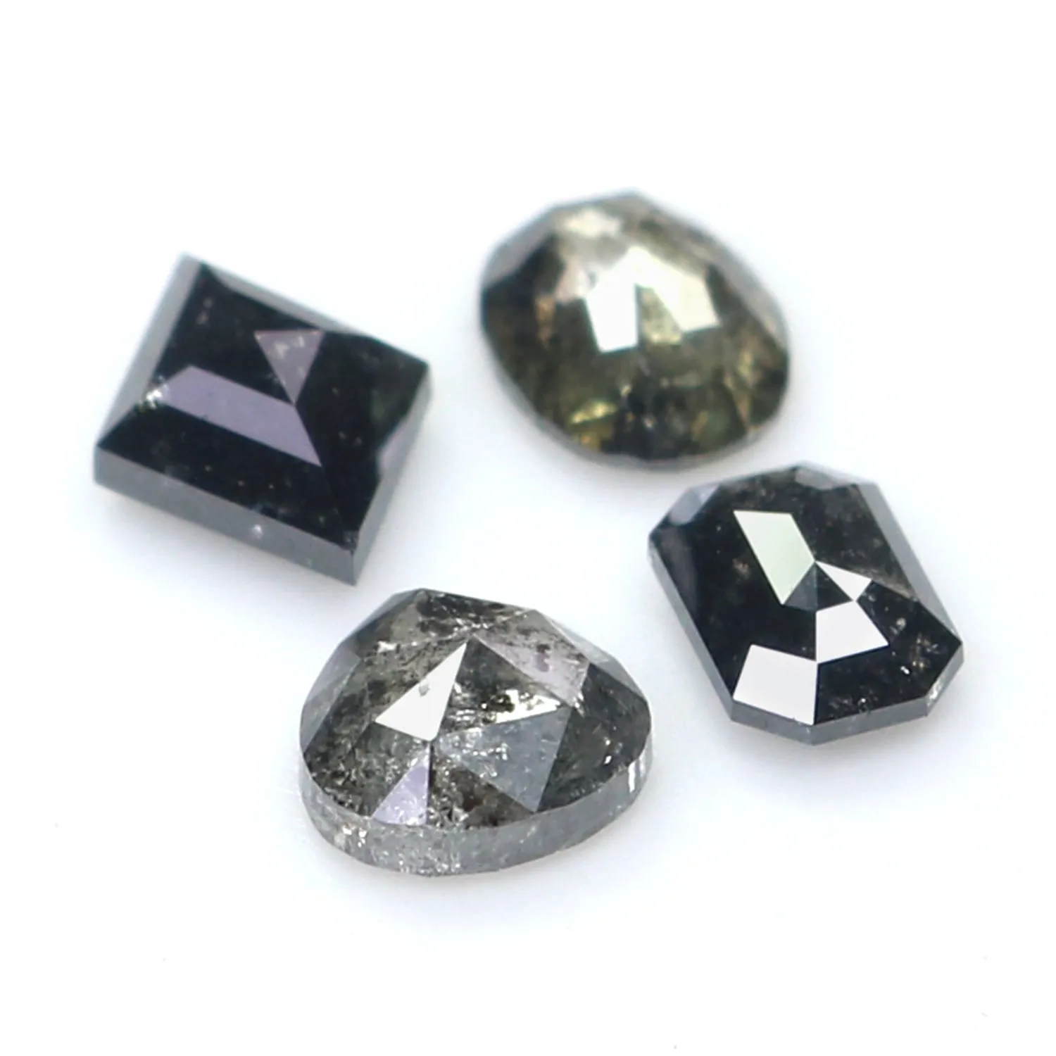 0.98 CT Natural Loose Mix Shape Diamond Salt And Pepper Mix Shape Diamond 4.00 MM Black Grey Color Mix Shape Shape Rose Cut Diam