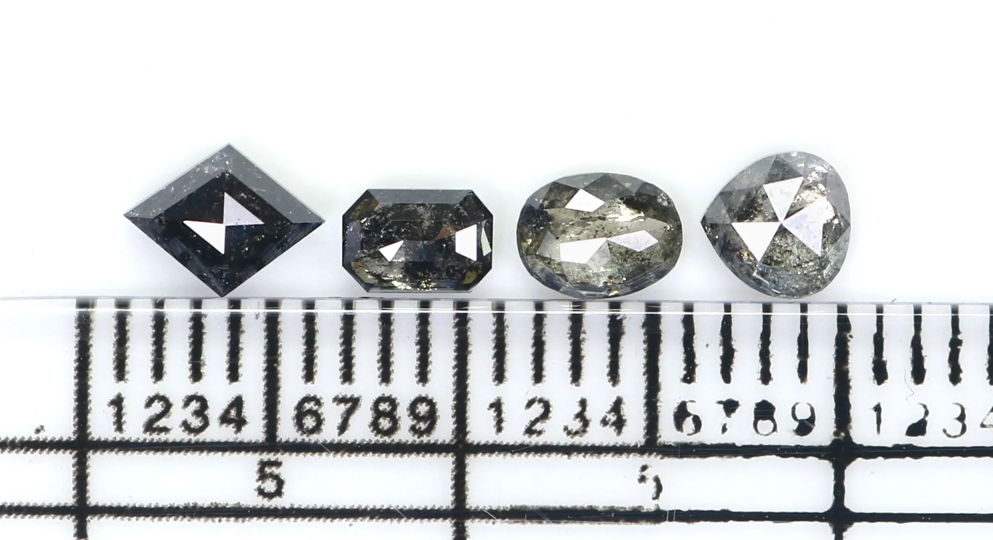 0.98 CT Natural Loose Mix Shape Diamond Salt And Pepper Mix Shape Diamond 4.00 MM Black Grey Color Mix Shape Shape Rose Cut Diam