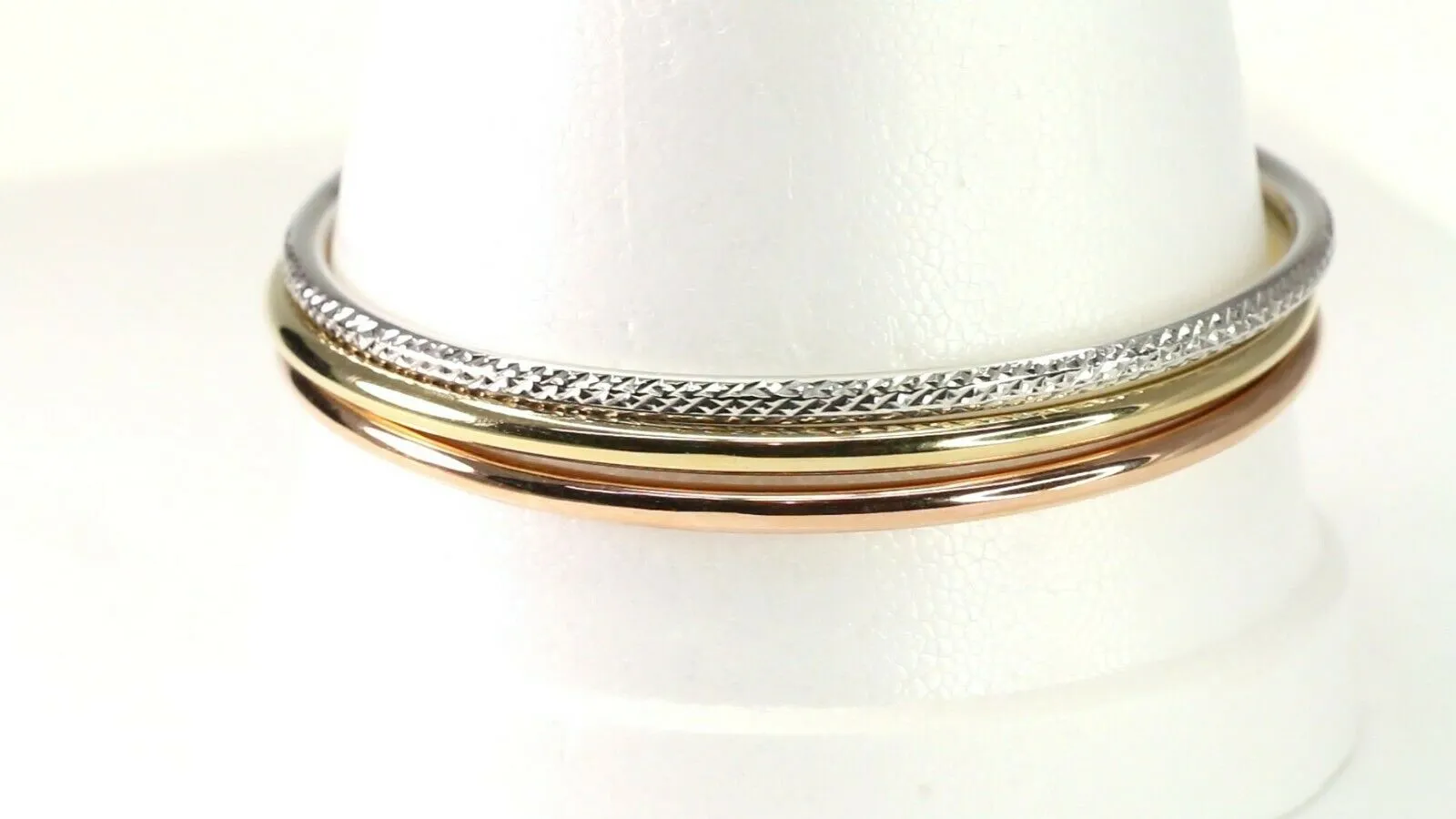 10k Bangle Solid Gold Simple Dazzling Tri Color Set Modern Bangle Design B4190