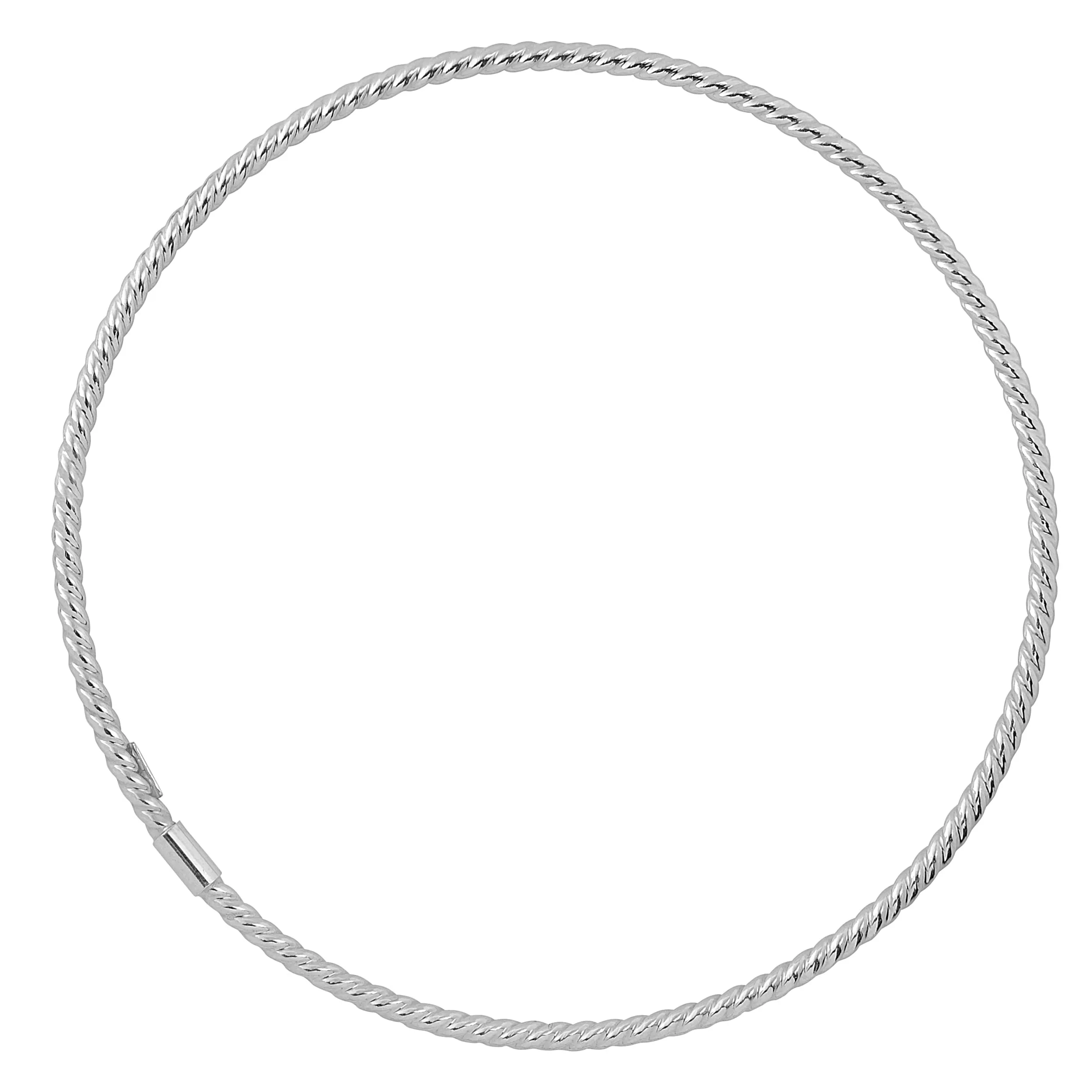 10k White Gold Twisted Cable Women's Bangle Bracelet, 8