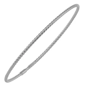 10k White Gold Twisted Cable Women's Bangle Bracelet, 8