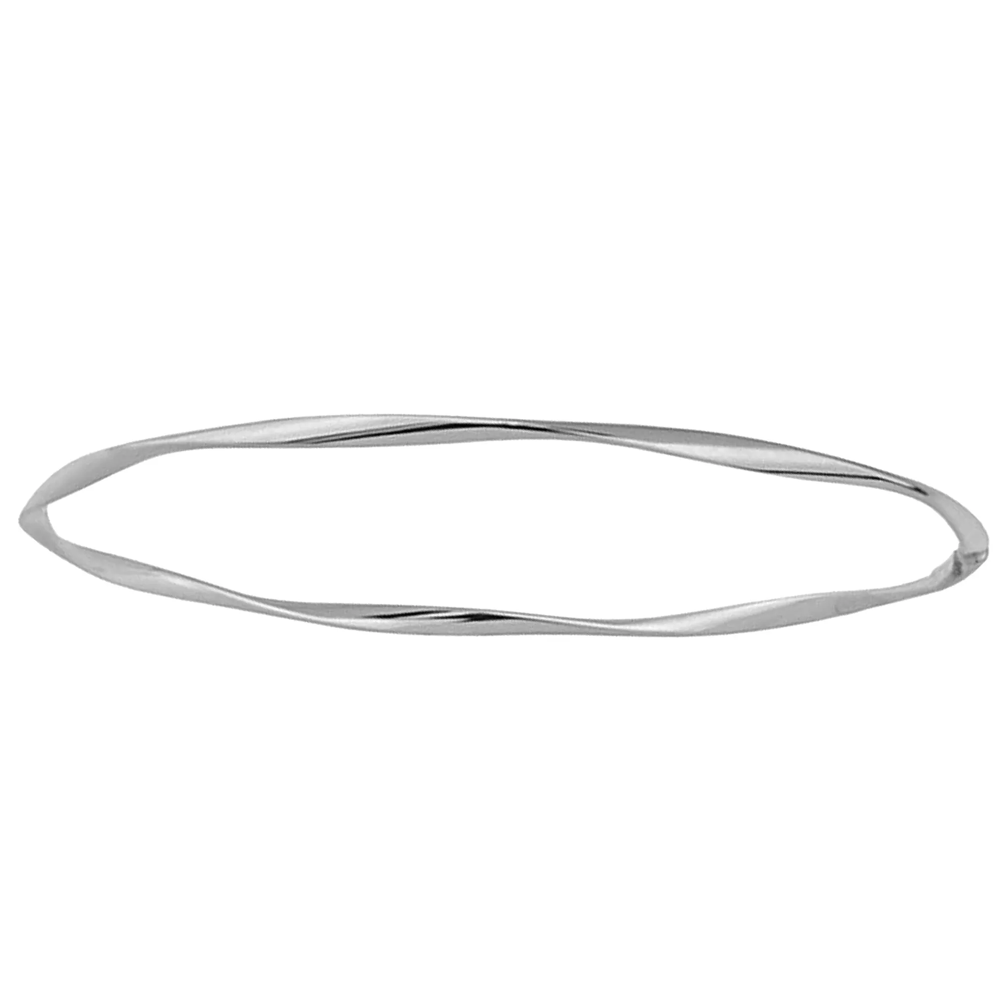 10k White Gold Wavy Women's Bangle Bracelet, 8.25