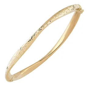 10k Yellow Gold Diamond Cut Women's Bangle Bracelet, 7.5