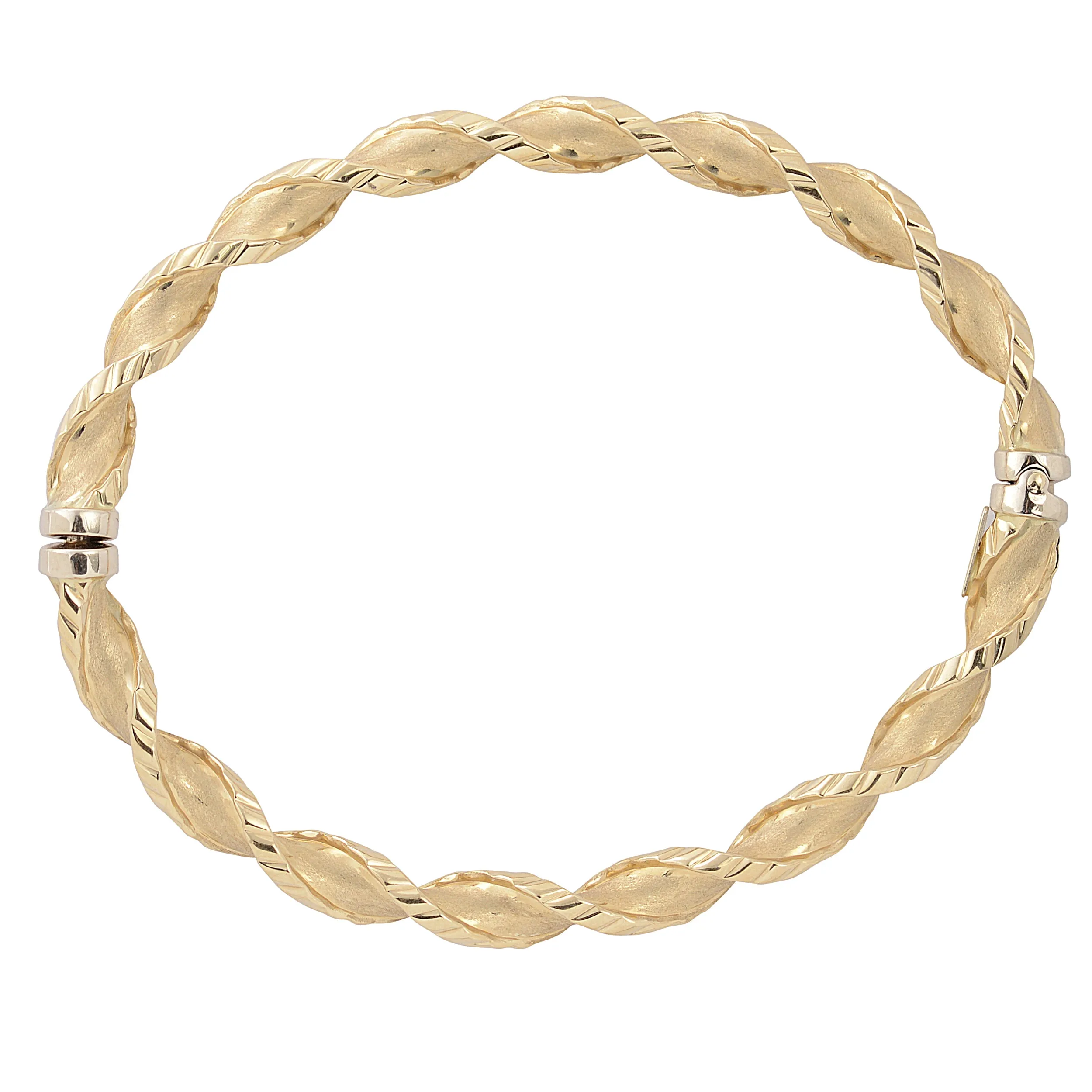 10k Yellow Gold Twisted Women's Bangle Bracelet, 7.75