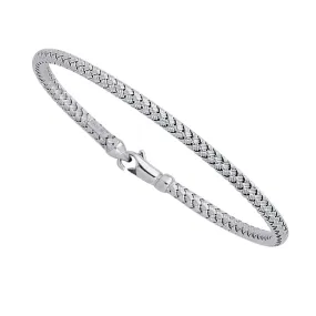 14k White Gold Weaved Women's Bangle Bracelet, 7.25