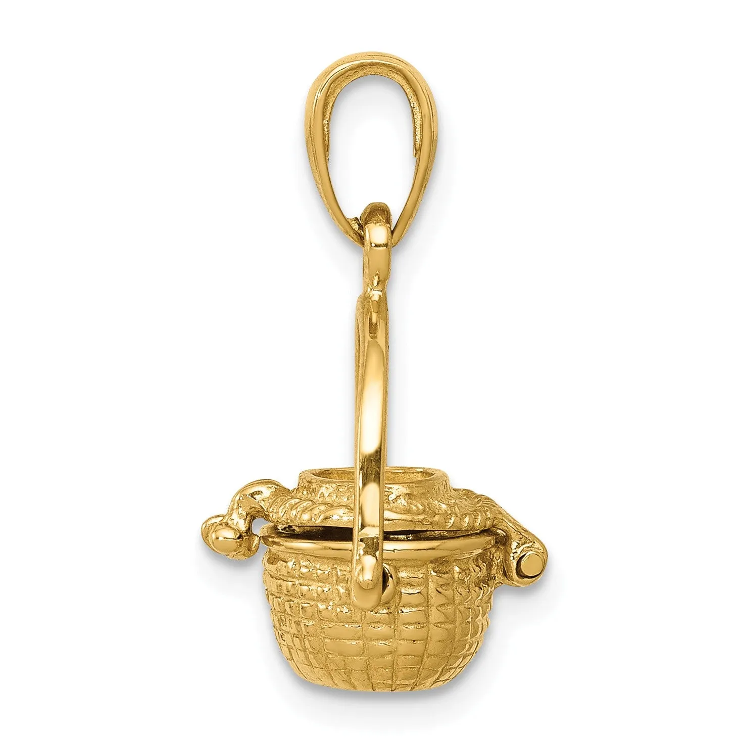 14k Yellow Gold 3D Moveable Nantucket Basket Pendant