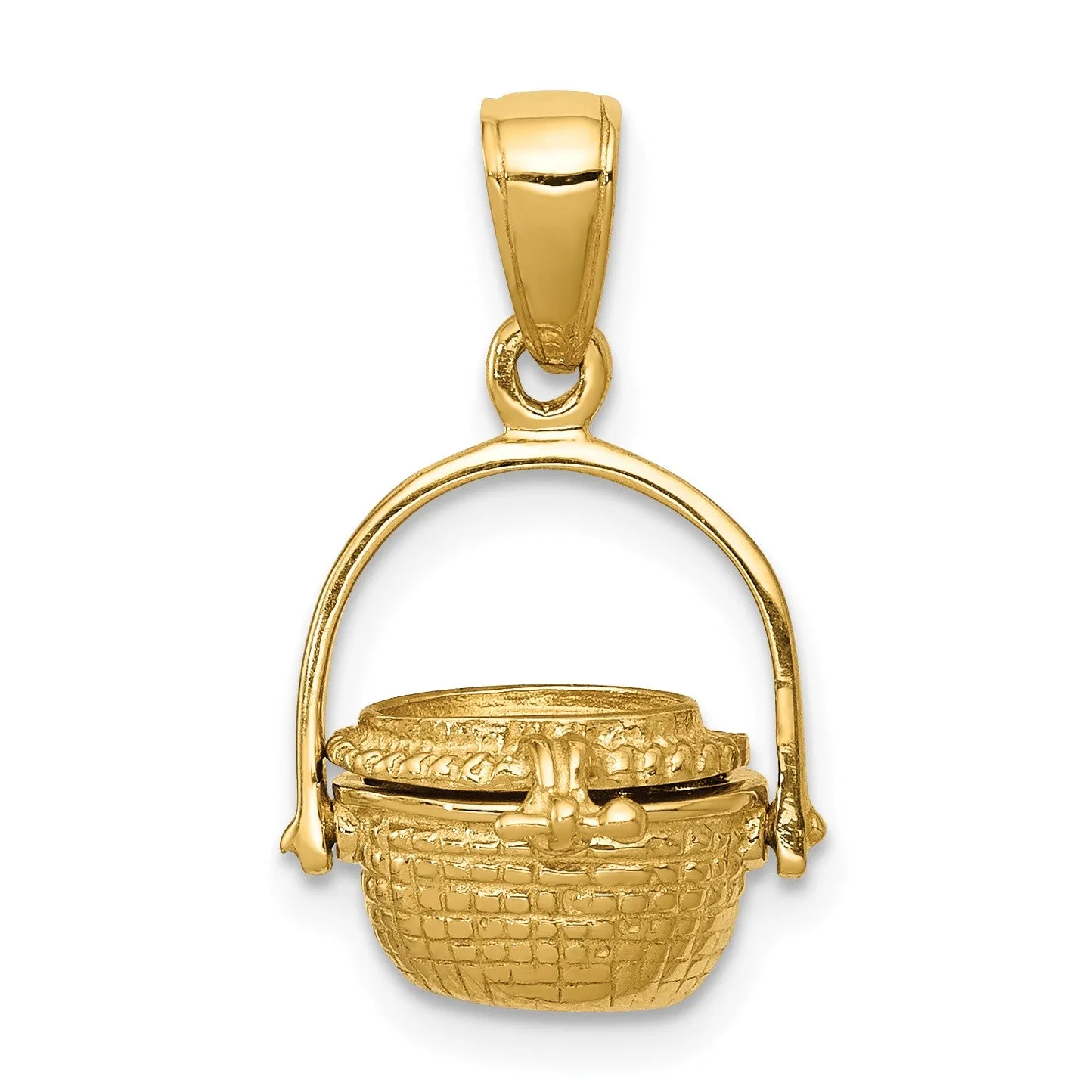 14k Yellow Gold 3D Moveable Nantucket Basket Pendant