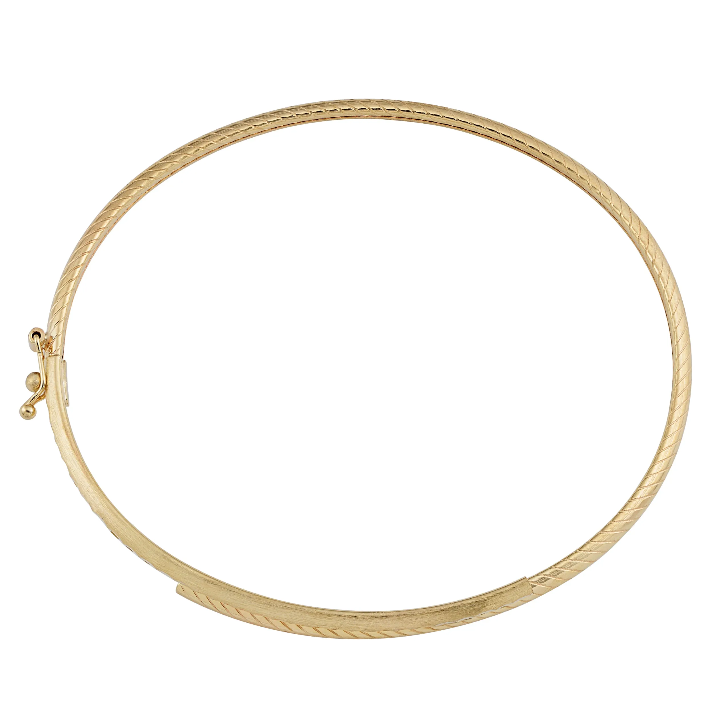 14k Yellow Gold Bypass Women's Bangle Bracelet, 7.5