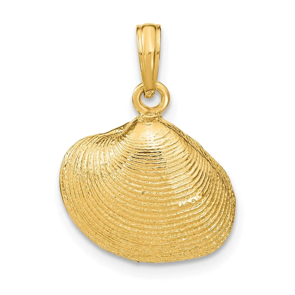 14k Yellow Gold Medium Textured Clam Shell Pendant