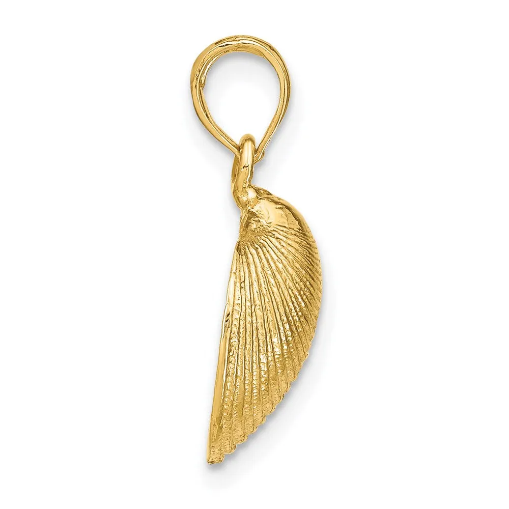 14k Yellow Gold Medium Textured Clam Shell Pendant