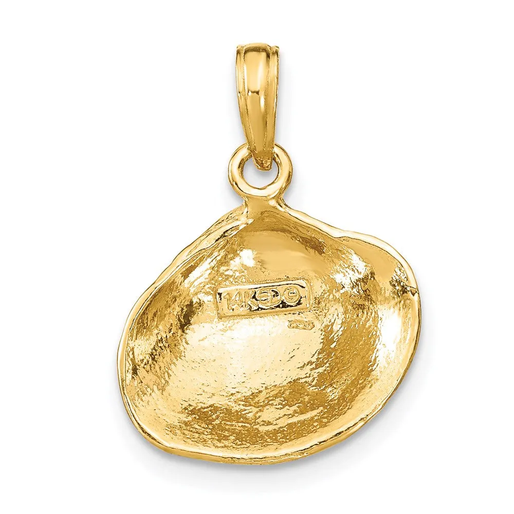 14k Yellow Gold Medium Textured Clam Shell Pendant