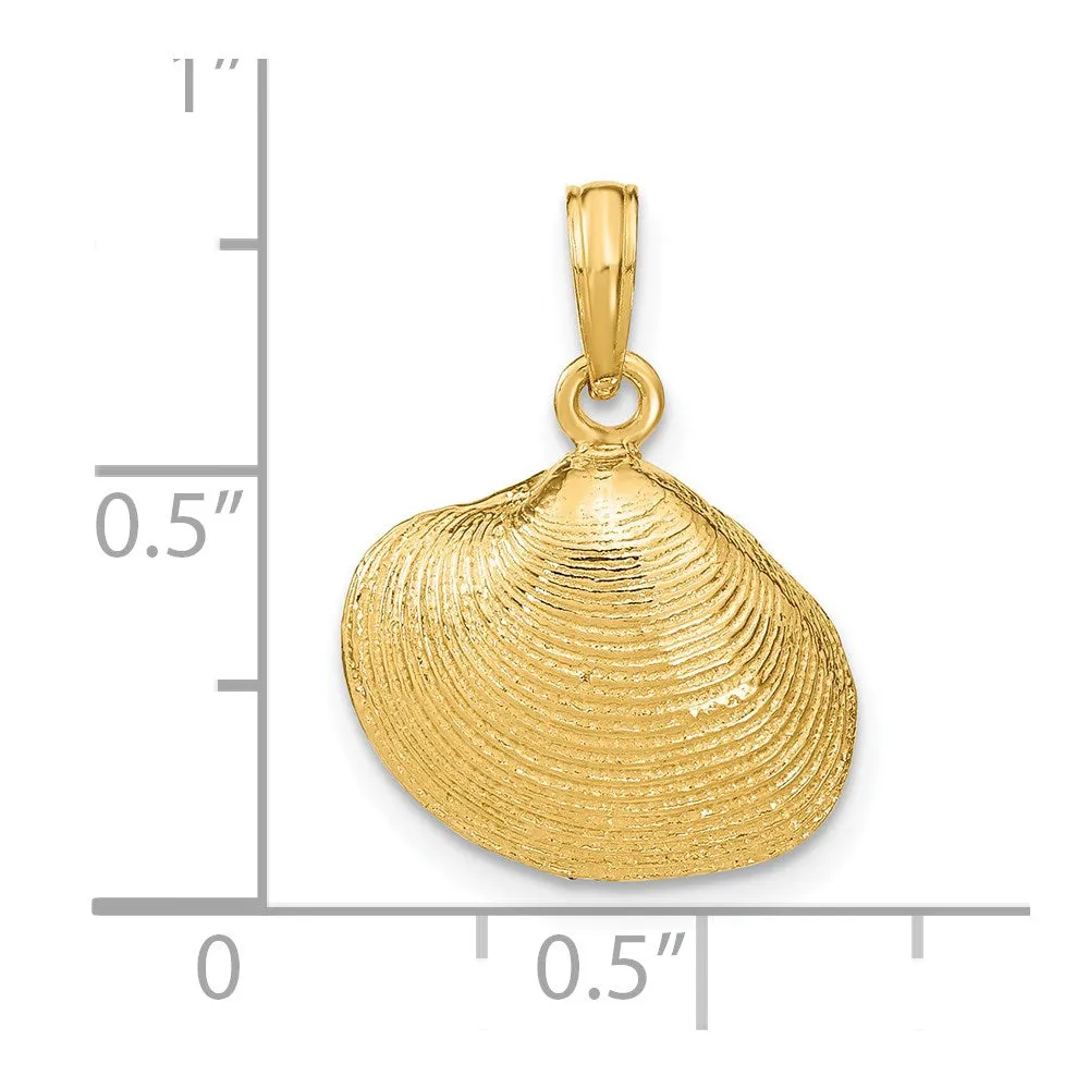 14k Yellow Gold Medium Textured Clam Shell Pendant