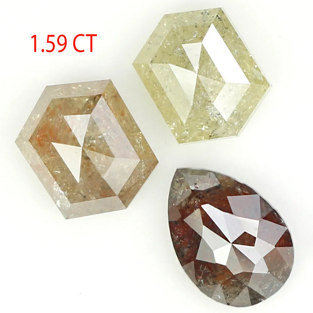 1.59 Ct Natural Loose Diamond, Mix Shape Diamond, Salt Pepper Diamond, Pear Diamond, Hexagon Diamond, Black Diamond, Gray Diamon