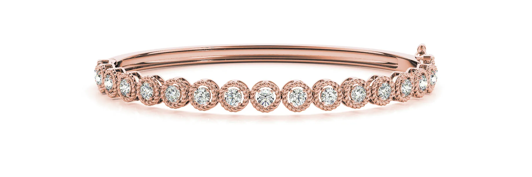 1.75ct Round Cut Diamond Halo Illusion Tennis Bangle Bracelet set in 14k Gold