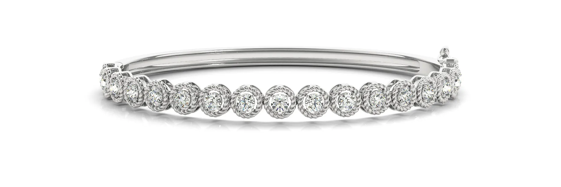 1.75ct Round Cut Diamond Halo Illusion Tennis Bangle Bracelet set in 14k Gold