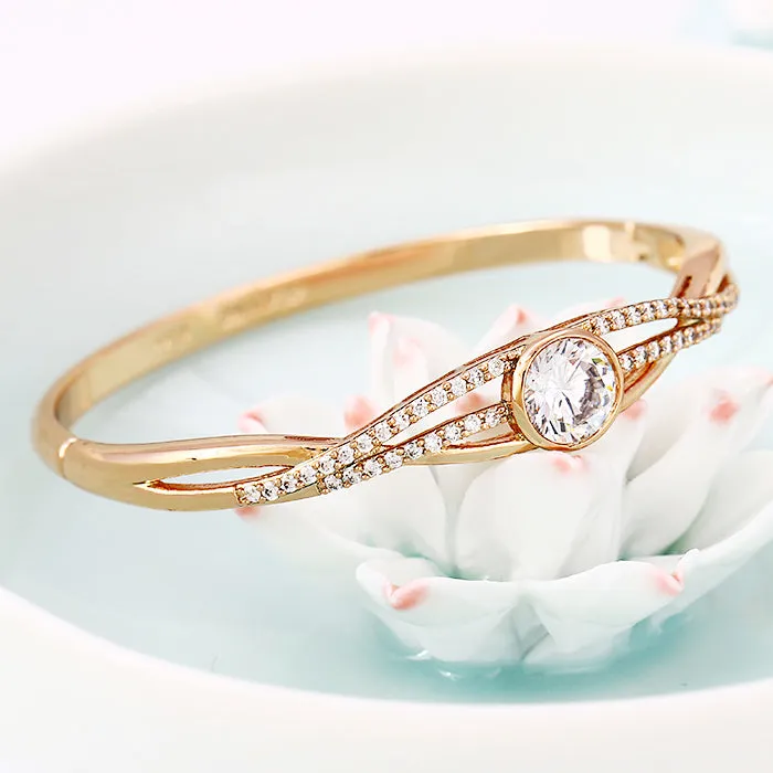 18k Rose Gold Plated Hinged Bangle Bracelet