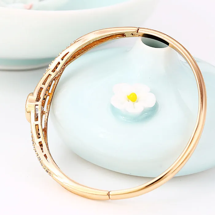 18k Rose Gold Plated Hinged Bangle Bracelet