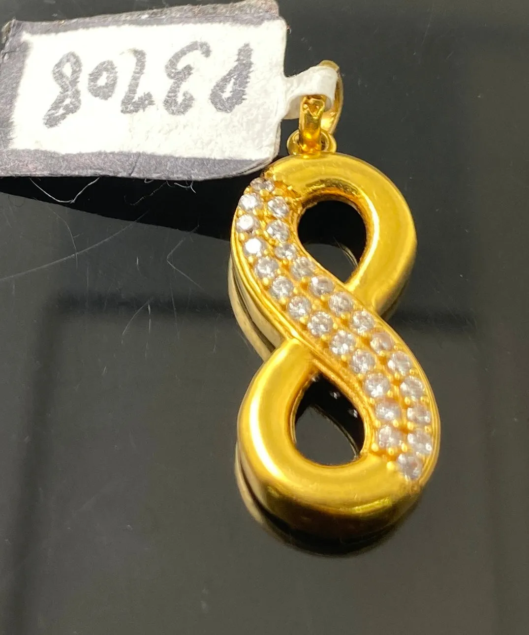 21k Solid Gold Ladies Zircon Infinity Pendant P3708