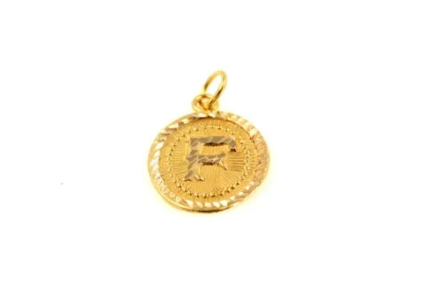 22k 22ct Solid Gold Charm Letter F Pendant Oval Design p1169 ns