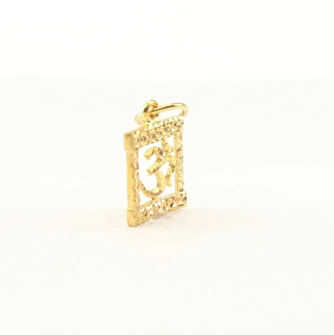 22k 22ct Solid Gold ELEGANT Simple Diamond Cut Religious OM Pendant P1507