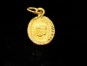 22k 22ct Solid Gold Hindu RELIGIOUS OM Pendant Charm Locket Diamond Cut p970 ns