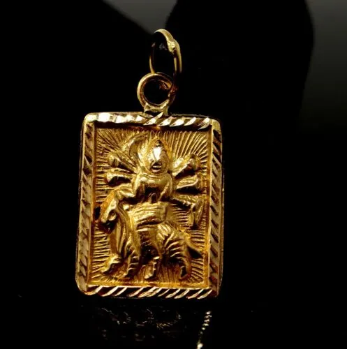 22k 22ct Solid Gold SHRI Vaishnoo Vaishnu DURGA MATA OM OHM AHM Pendant P1036 ns