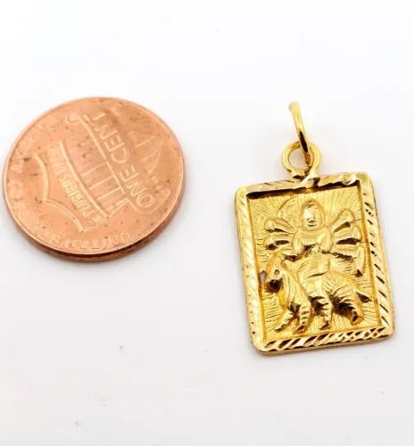 22k 22ct Solid Gold SHRI Vaishnoo Vaishnu DURGA MATA OM OHM AHM Pendant P1036 ns