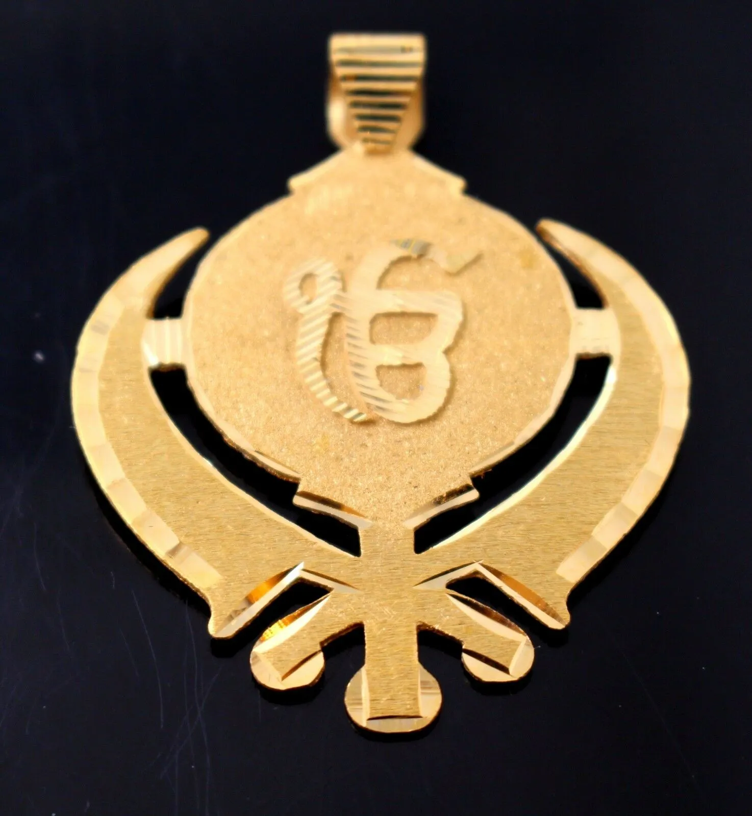 22k 22ct Solid Gold Sikh Religious EK ONKAR pendant Modern Design p721