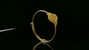 22k Bangle Solid Gold Simple kids Two Tone Filigree Adjustable Bangle cb1340