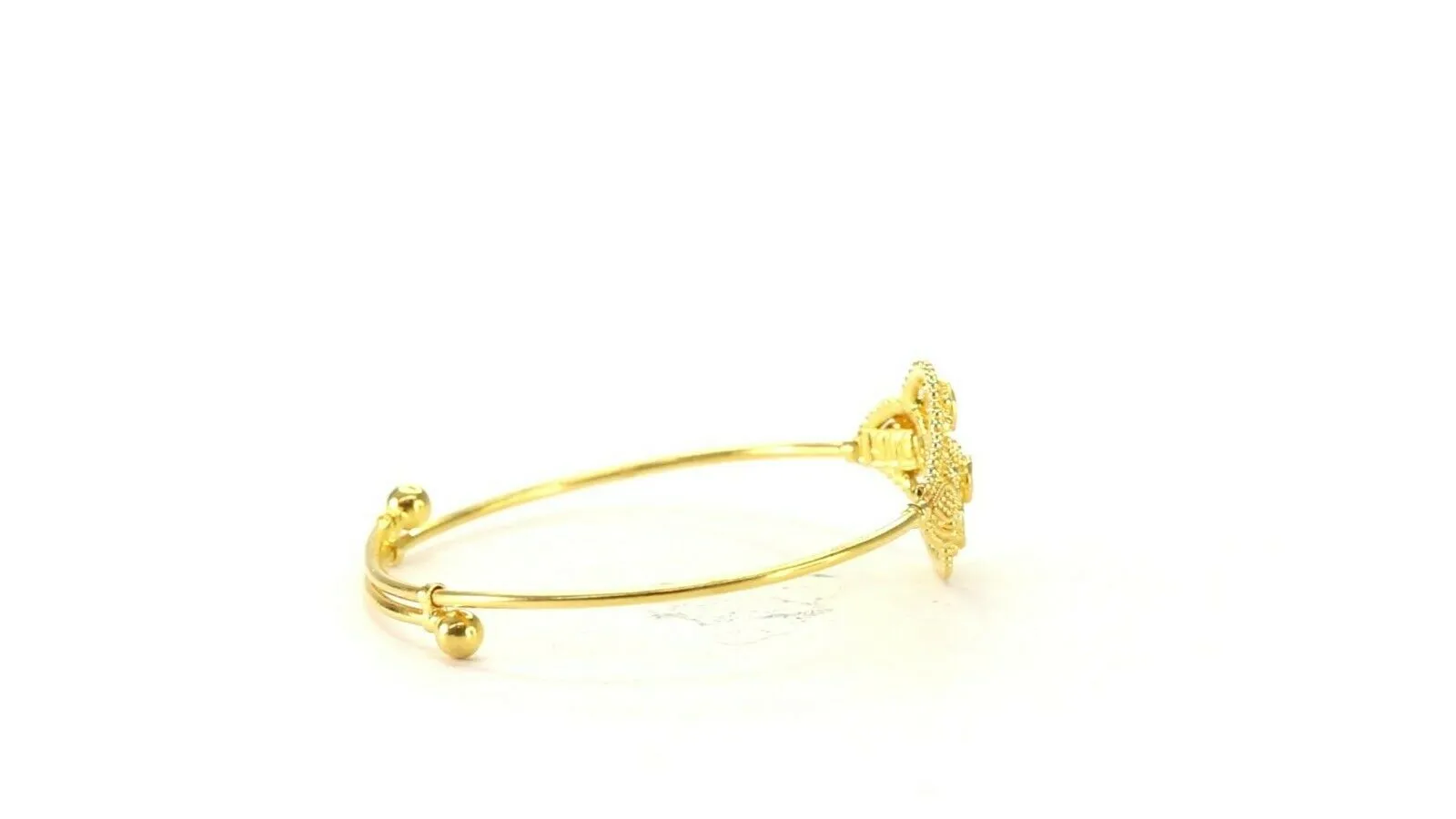 22k Bangle Solid Gold Simple kids Two Tone Filigree Adjustable Bangle cb1340