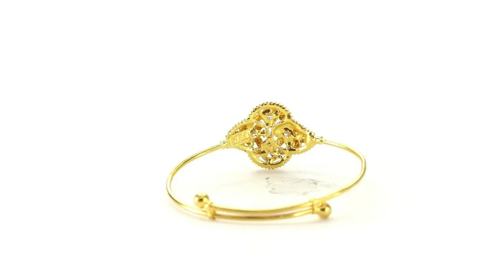 22k Bangle Solid Gold Simple kids Two Tone Filigree Adjustable Bangle cb1340