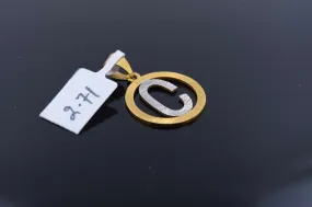 22k Solid Gold Charm Pendant Simple Alphabet ROUND Letter C Design p3052