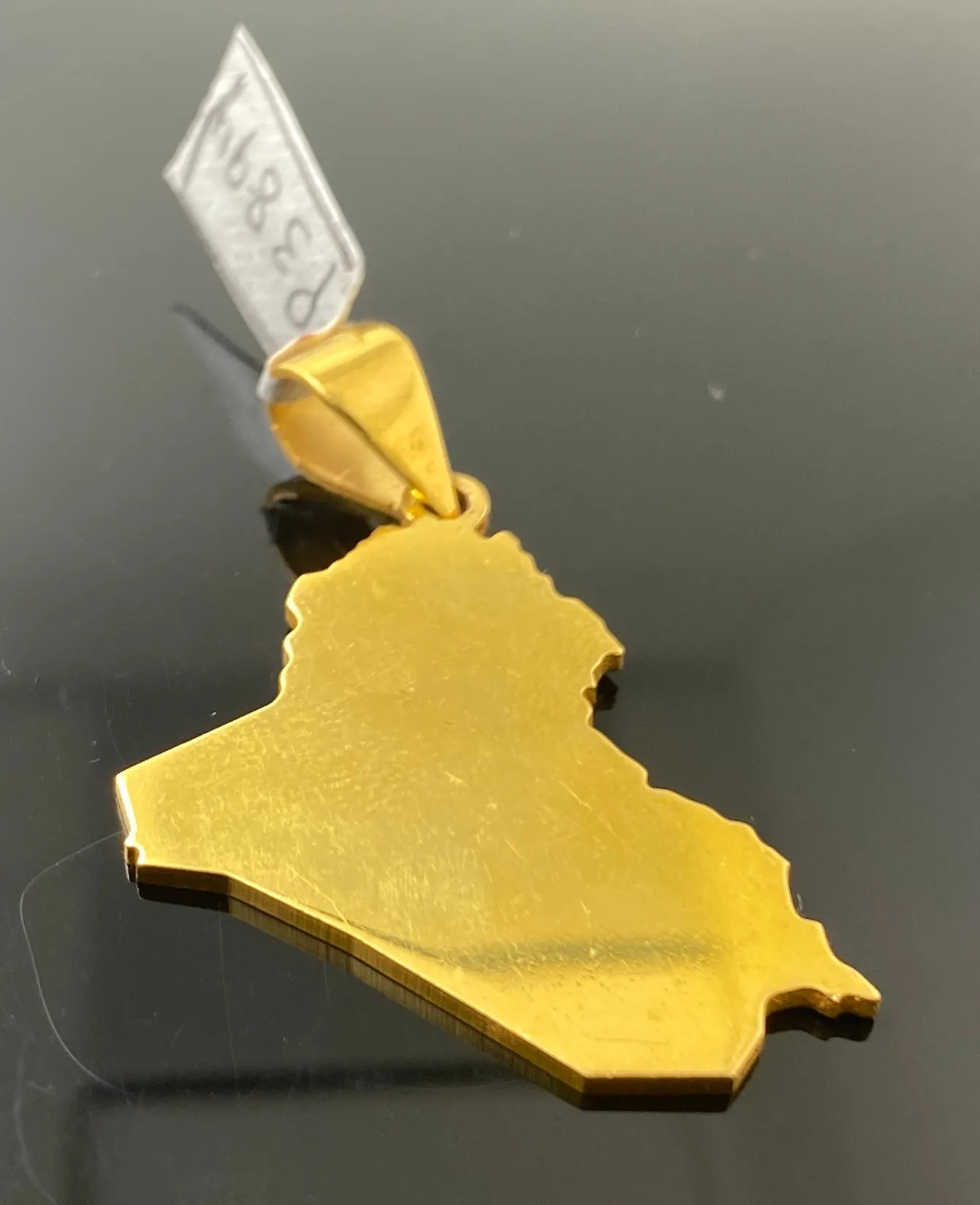 22k Solid Gold Custom made Iraq Map Pendant P3894