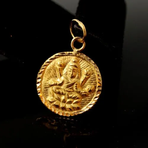 22k Solid Gold Lakshmi lakmi hindu Mahalakshmi goddess pendant charm p1056 ns