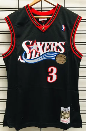 76ERS Allen Iverson 3 Black NBA Swingman road Jersey