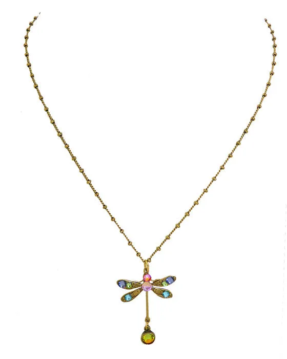 Anne Koplik Swarovski Crystal Single Dragonfly Necklace NKG103MUL Multicolor Gol