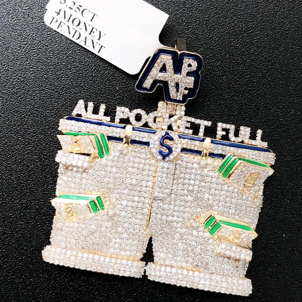 APL All Pockets Full Diamond Pendant 3.25cttw 10K Yellow Gold