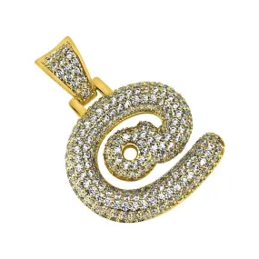 At @ Internet Symbol Gold CZ Bling Bling Pendant