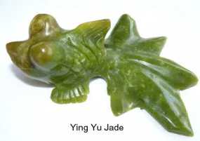 Auspicious Good Luck and Longevity Chinese Jade Goldfish Carving- 3D Large Size