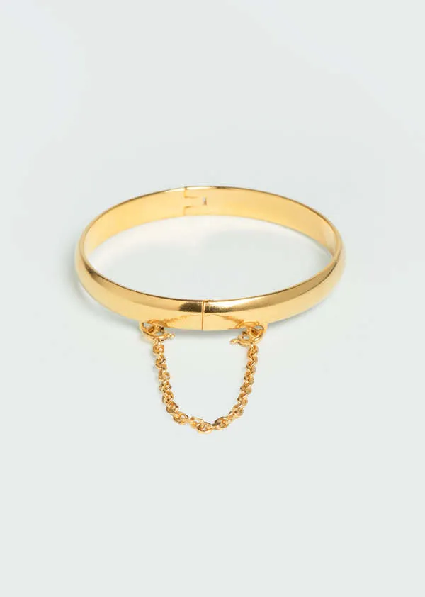 Bangle Bracelet with Detachable Chain - Gold