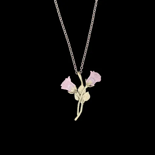 Blushing Rose 16 Inch Adjustable Dainty Pendant by Michael Michaud