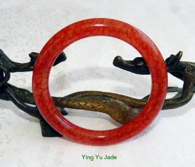 Chicken Blood Red Classic Round Chinese Jade Bangle Bracelet 57mm  (NJ-2665)