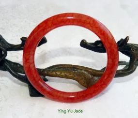 Chicken Blood Red Classic Round Chinese Jade Bangle Bracelet 63mm (NJ-2662)