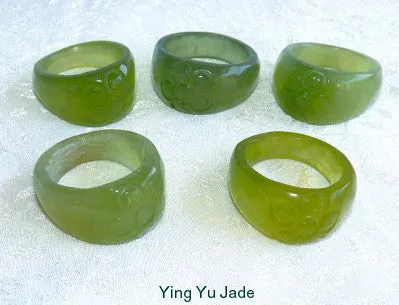 Classic Chinese Jade Flower Ring Size 6