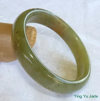 Cloud Above, Earth Below Natural Color Chinese Jade Bangle Bracelet 58mm (NJ2398)