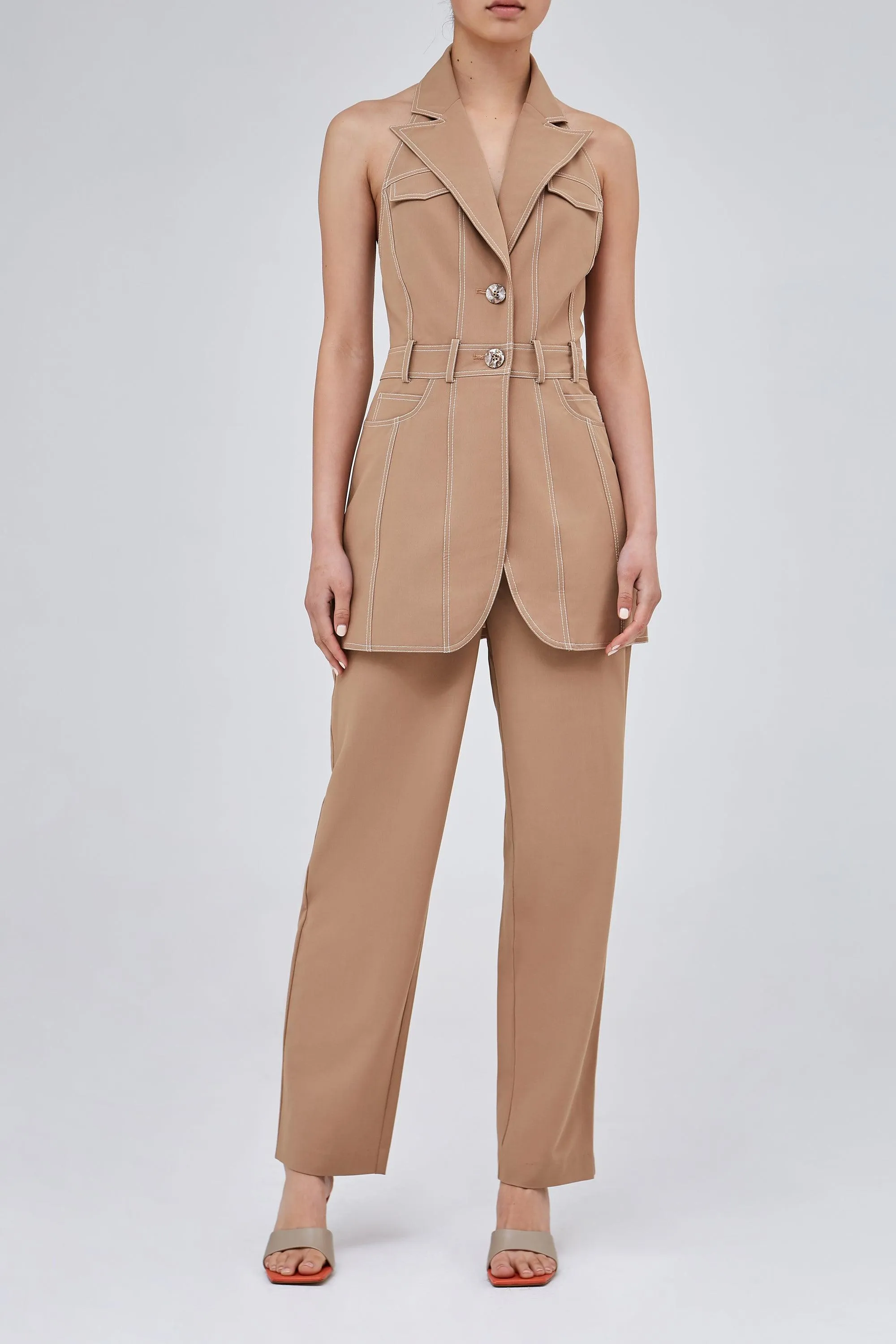 Deconstruct Vest in Camel