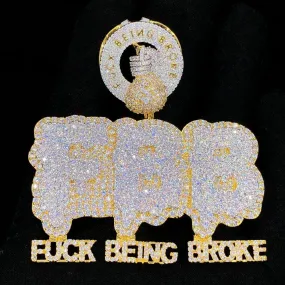 F*** Being Broke FBB VVS CZ Hip Hop Bling Bling Pendant