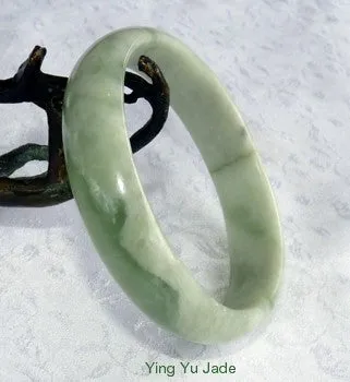 Flow of Life Varied Green Chinese Jade Bangle Bracelet Natural Color 60.5mm (NJ2506)